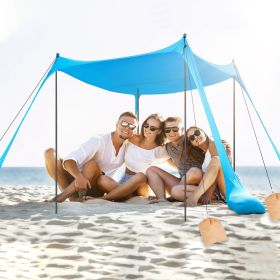 Beach Canopy Tent 10x10ft Sun Shelter Family Beach Tent Outdoor Shade UPF50+ with Sandbag Foldable Poles Carry Bag for Camping Trip Fishing Picnic