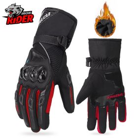 Motorcycle Gloves Windproof Waterproof Guantes Moto Men Motorbike Riding Gloves Touch Screen Moto Motocross Gloves Winter (Color: WN-01 Red Gloves)