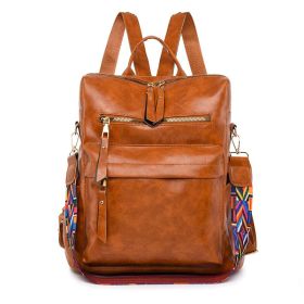 New Women Backpacks High Quality Leather Backpack Fashion School Bags Ladies Bagpack Designer Large Capacity Travel Backpacks (Color: Brown)